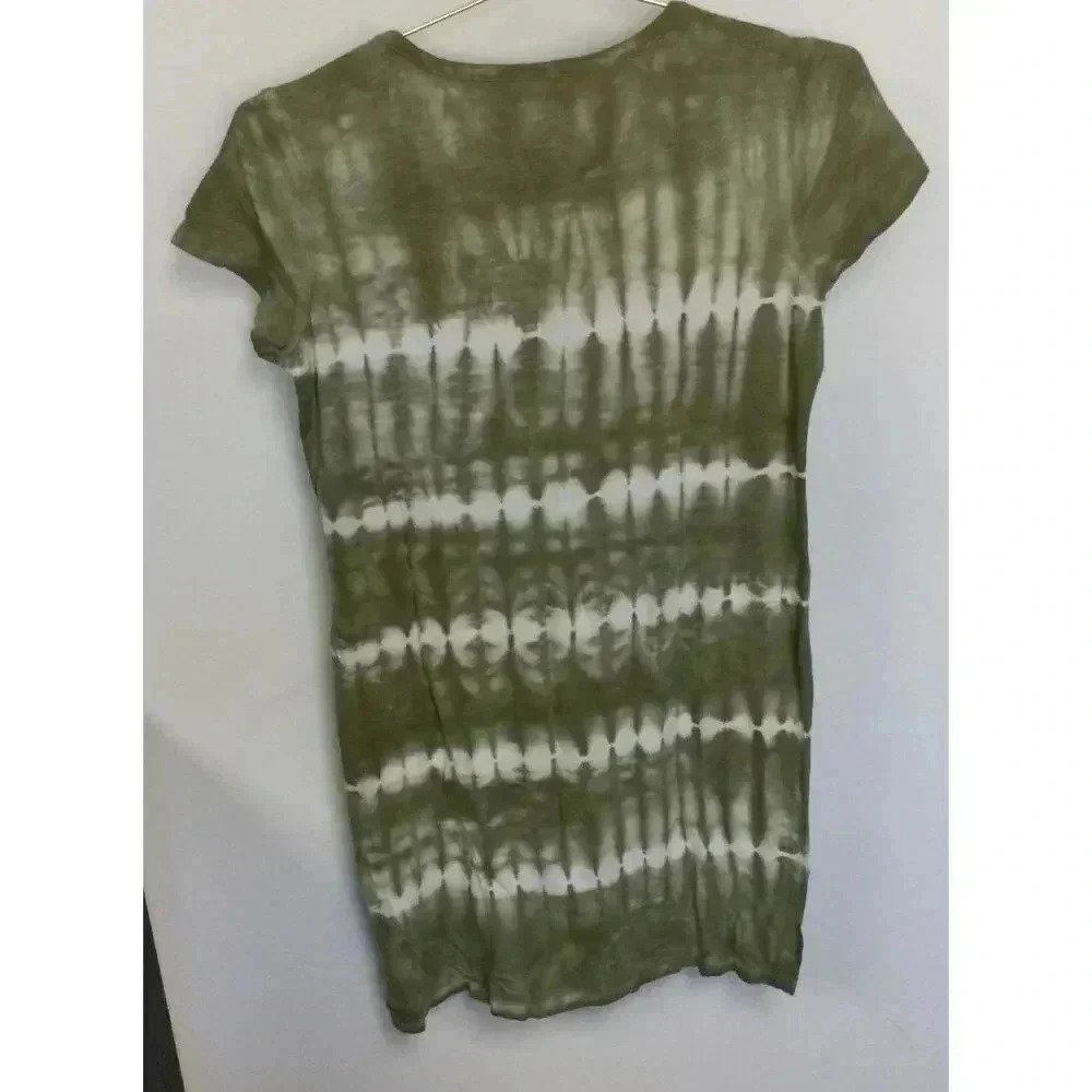 NWT Gap Womens Olive Green Striped Tie-Dye Short Sleeve T-Shirt Dress Size XS - Picture 2 of 8